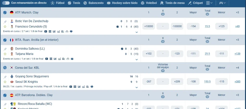 Los deportes más populares para apostar en 1xBet